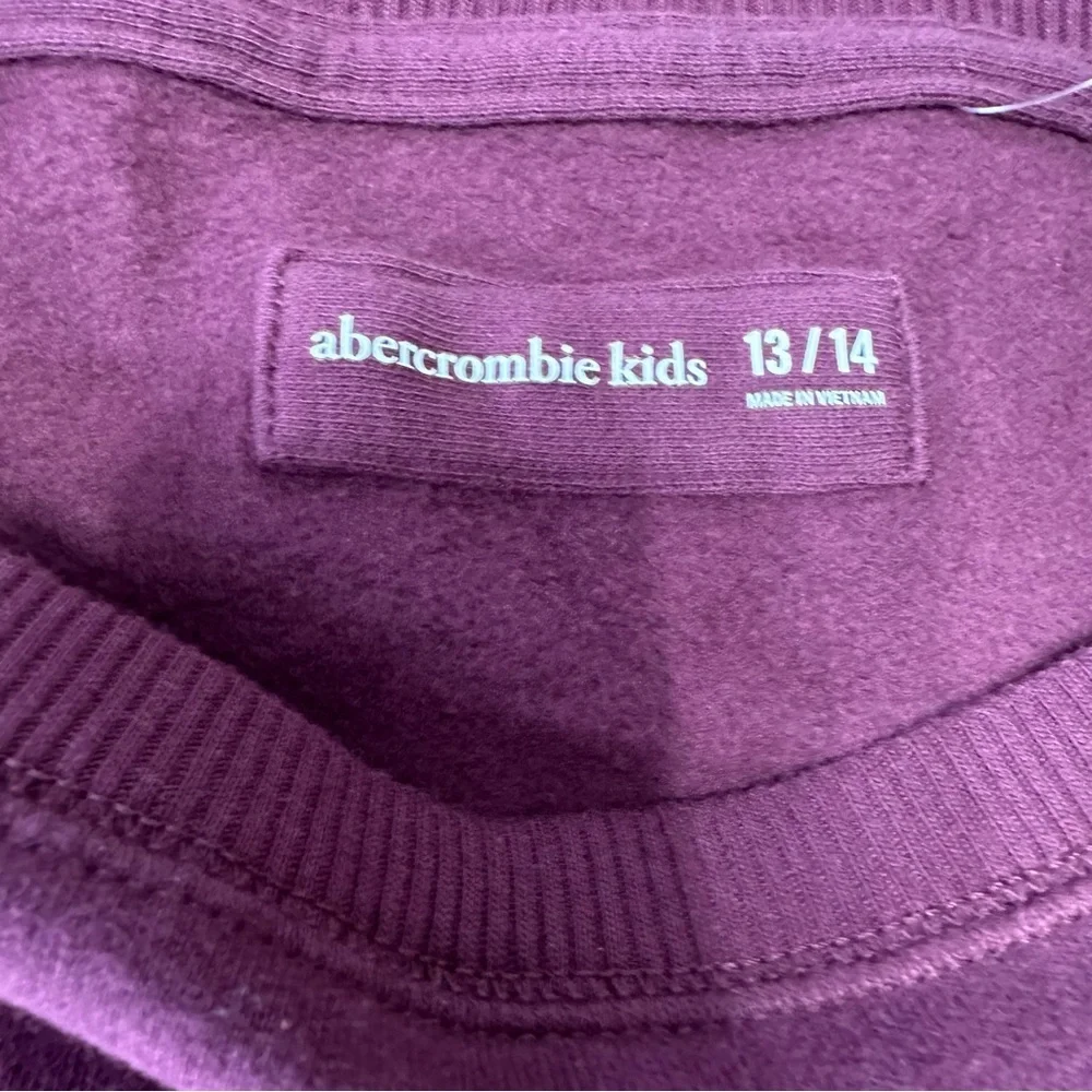 Abercrombie Kids Deep Plum Off the Shoulder Graphic Sweatshirt NWT YOUTH 13/14